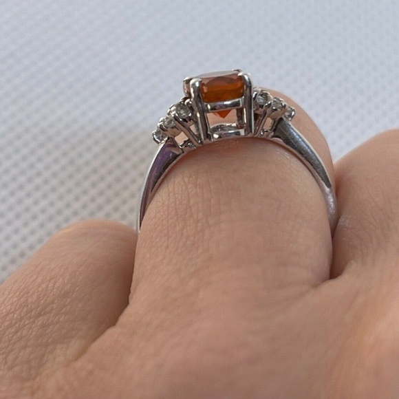 Natural Fire Opal Ring Sterling Silver Size 6 - Picture 2 of 6